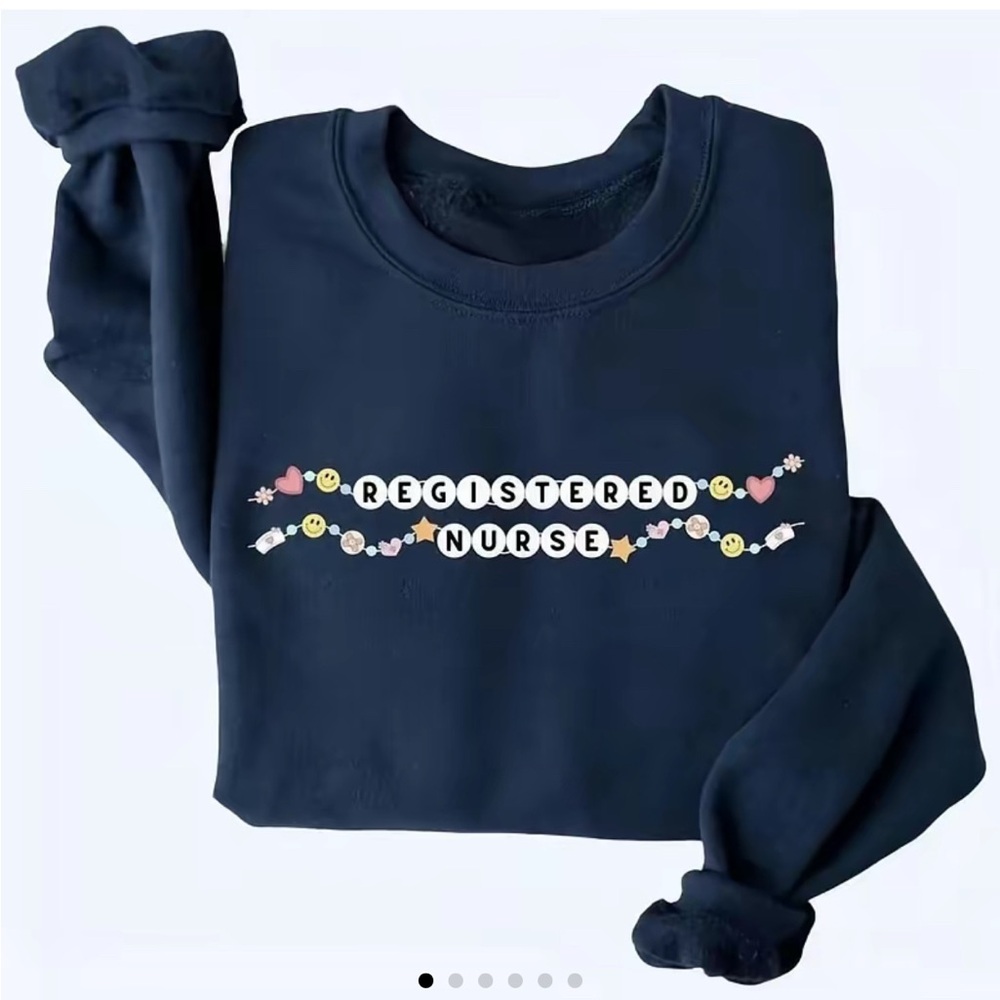 Blue Crewneck Sweatshirt with Decorative Pattern